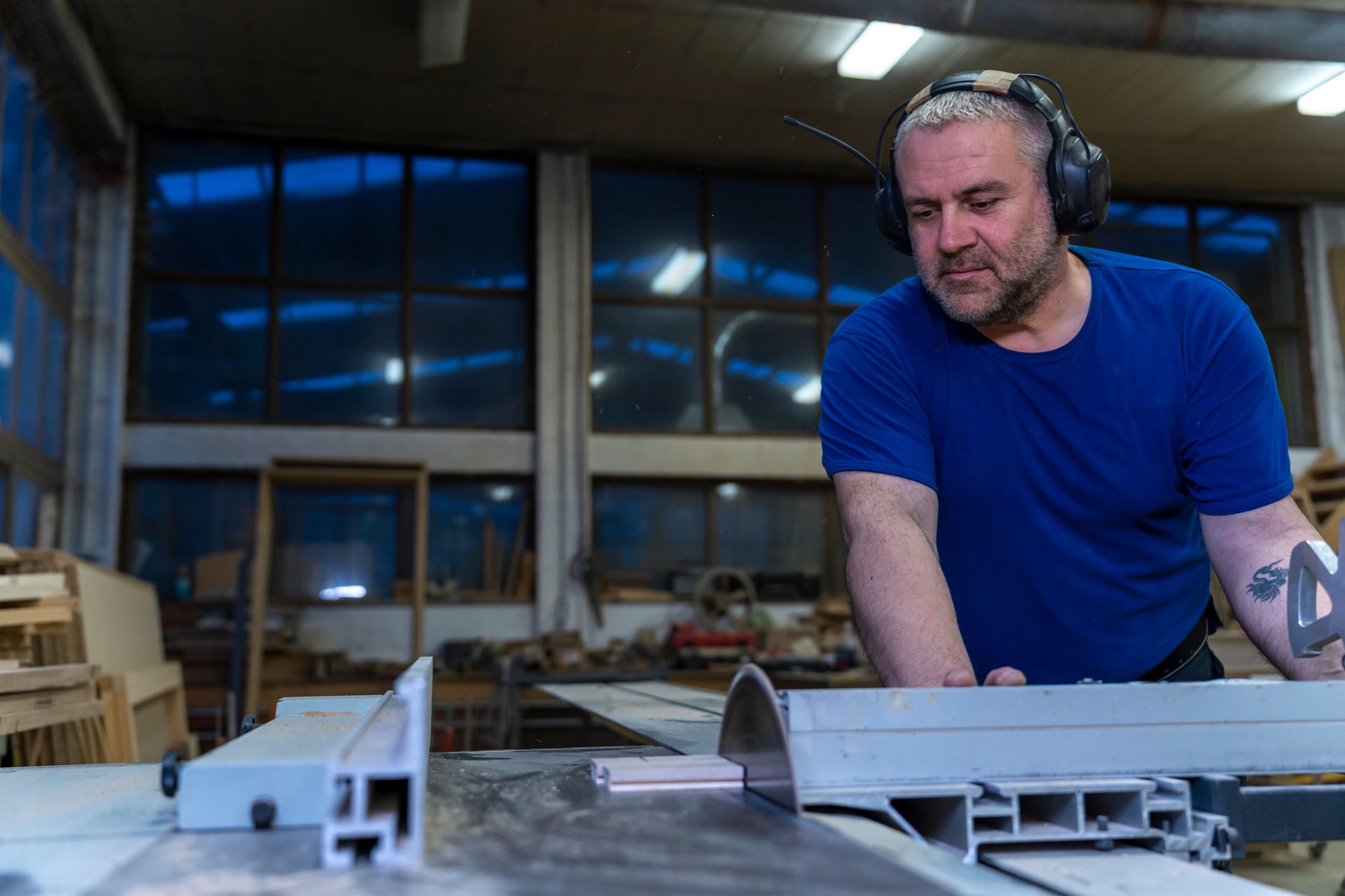 Carpenter working in his workshop.